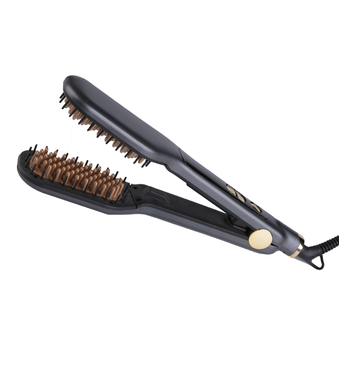 Spazzola per lisciare i capelli in ceramica Hot Comb con pettine per bigodini ZR-1005 con etichetta privata